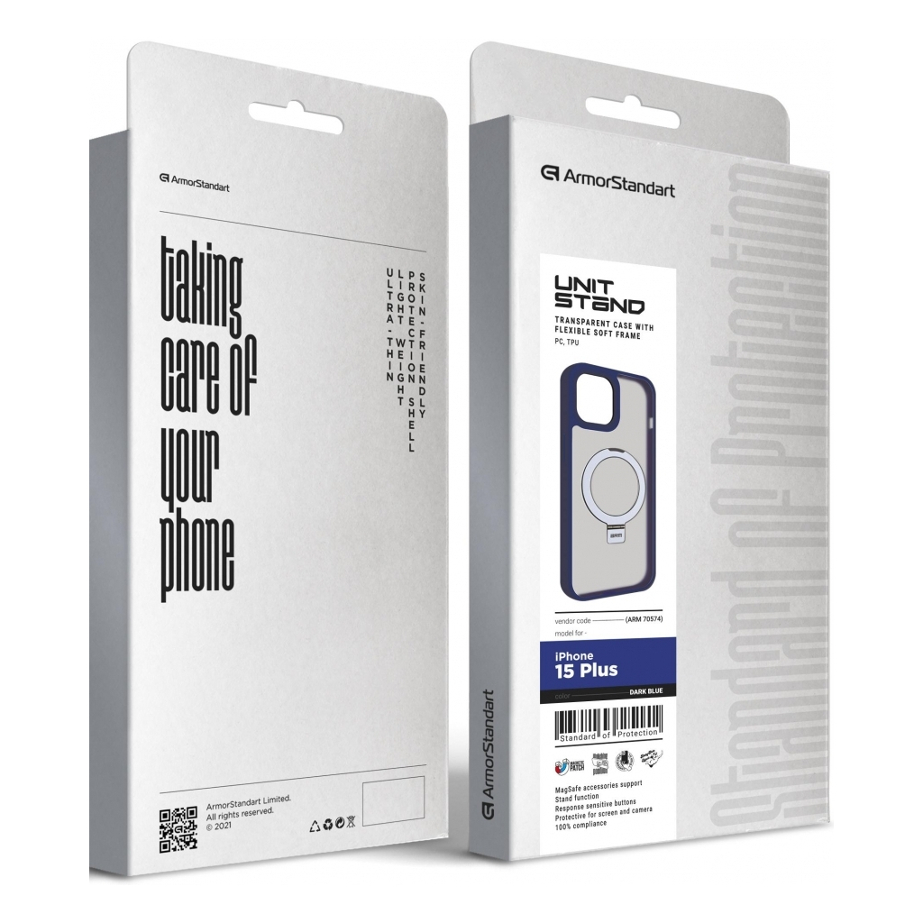 Чохол до мобільного телефона Armorstandart Unit Stand Apple iPhone 15 Plus Dark Blue (ARM70574) Чохол до мобільного телефона Armorstandart Unit Stand Apple iPhone 15 Plus Dark Blue (ARM70574)