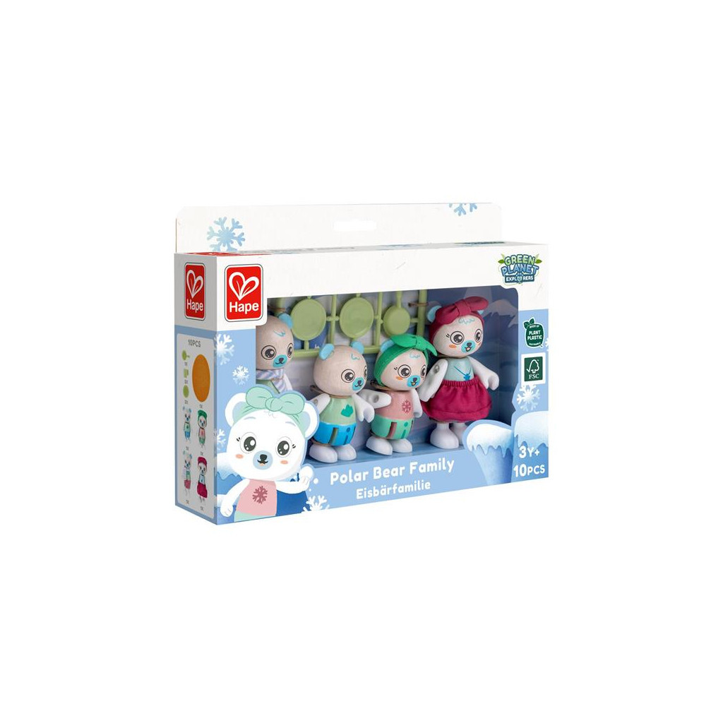Ігровий набір Hape дерев'яний Сім'я білих ведмедиків (E3529)