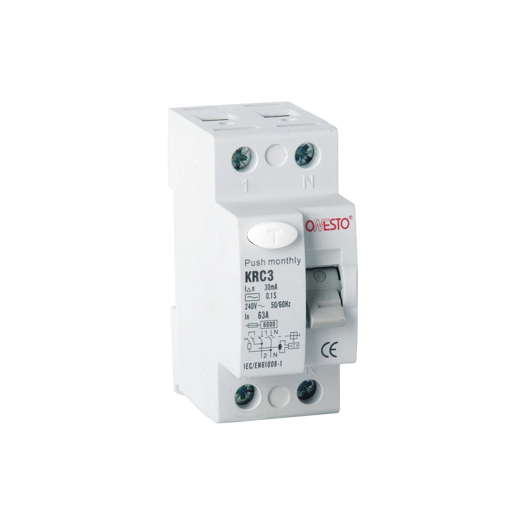Диференційне реле (ПЗВ) ONESTO 1п+N 40А RCD 30mA, тип AC (KRC3) (0310.)
