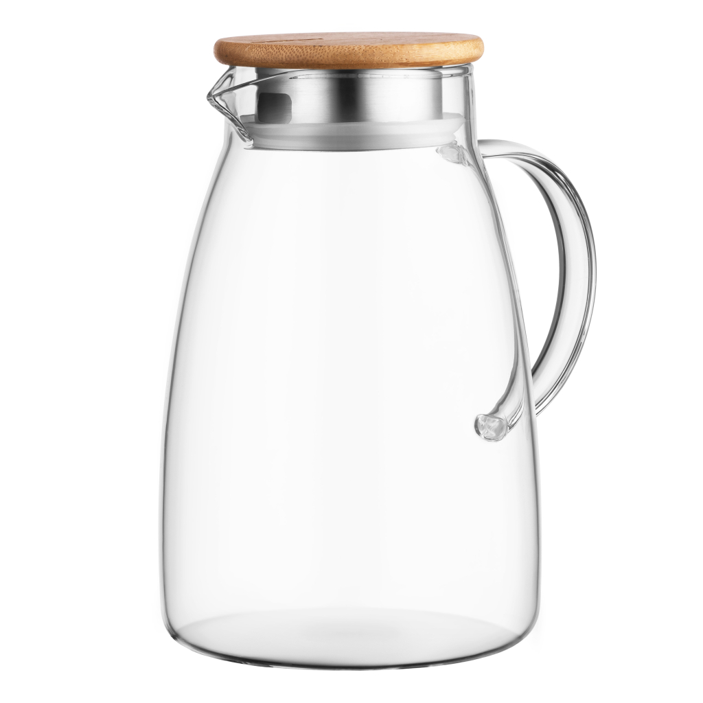 Глечик Ardesto 1500мл, боросилікатне скло, бамбук, прозорий (AR2615ST)