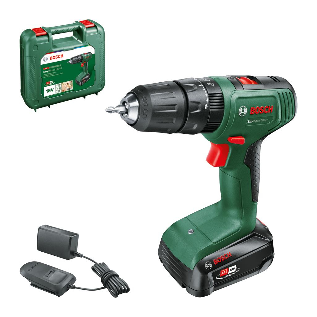 Шуруповерт Bosch EasyImpact 18V-40 18В 1х2Агод 2038Нм 0-4300-1630обхв кейс ЗП 1.4кг (0.603.9D8.107)