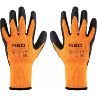 Protective gloves Neo Tools latex coating, polyester, grade 9, orange black (97-612-9)
