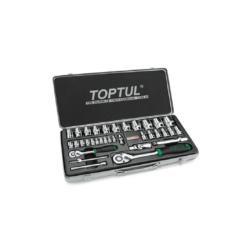 Набір інструментів Toptul з тріскачкою 1/4", 1/2" 34шт. (GCAD3401)