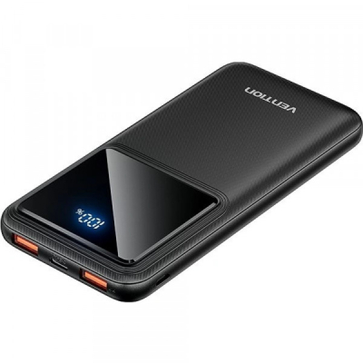 Батарея універсальна Vention 10000mAh 22.5W 3A, PD, QC/3.0, LED Display, Black (FHKB0)