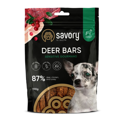 Ласощі для собак Savory Bars With Venison 100 г (4820261921120)