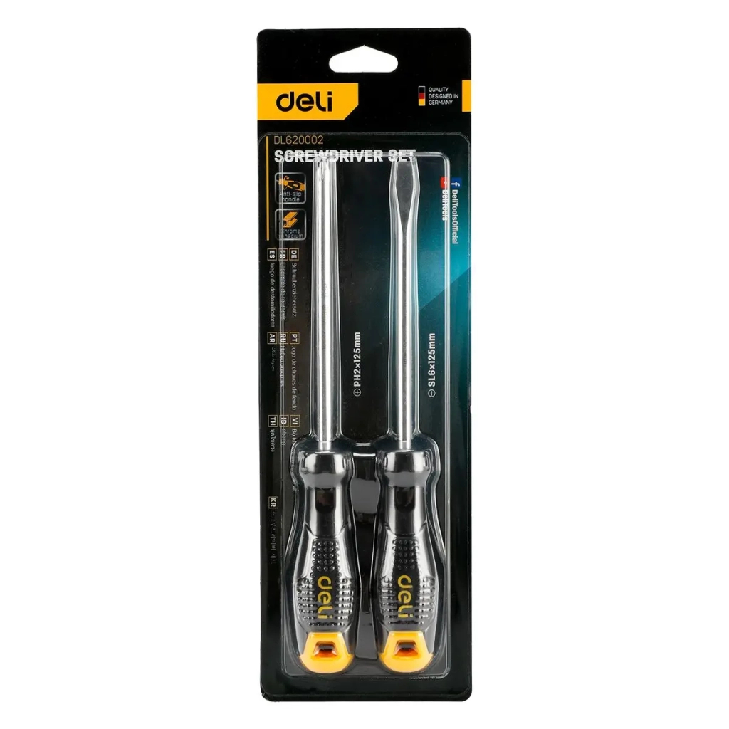 Набір викруток Deli Screwdriver set PH1×100 мм, PH2×150 мм (EDL620002)