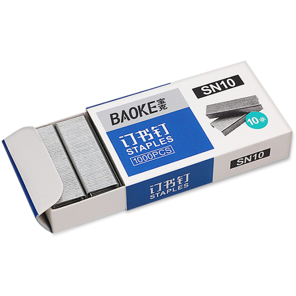 Скоби для канцелярського степлера Baoke №10, 1000 шт, 10 упаковок (SN10) Скоби для канцелярського степлера Baoke №10, 1000 шт, 10 упаковок (SN10)