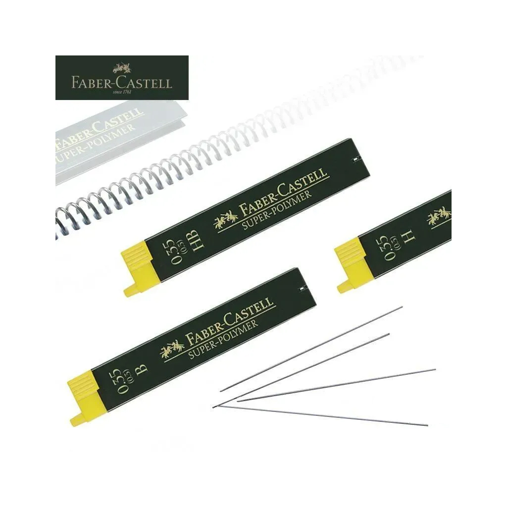 Грифель для механічного олівця Faber-Castell Super-Polymer НВ (діаметр 0,35 мм), 12 штук в пеналі (16527)