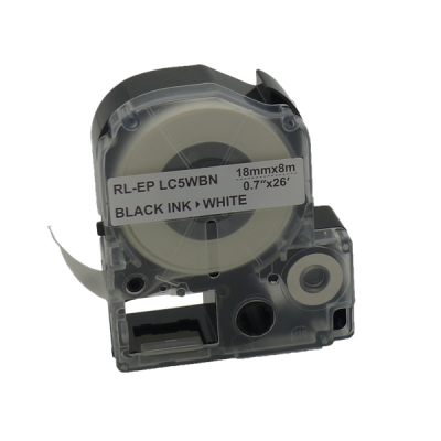 Label printer tape UKRMARK RL-E-C5WBN-BK/WT, analogue of LC5WBN. 18 mm x 8 m (CELC5WBN)