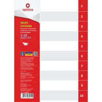 Роздільник сторінок Optima А4 пластик, 1-10 розділ, цифровий (O35811)