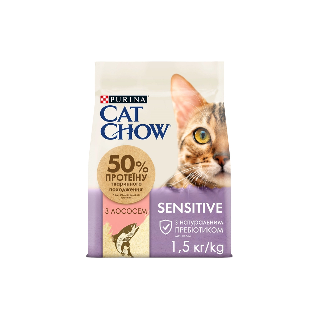 Сухий корм для кішок Purina Cat Chow Sensitive з лососем 1.5 кг (7613035394131)