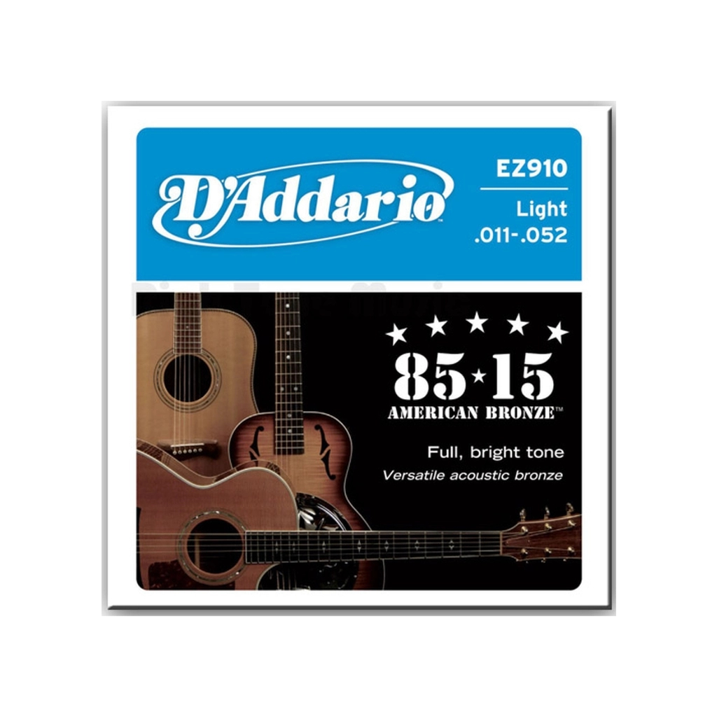 Струни для гітари D'Addario 85/15 Bronze Light (11-52) (EZ910)