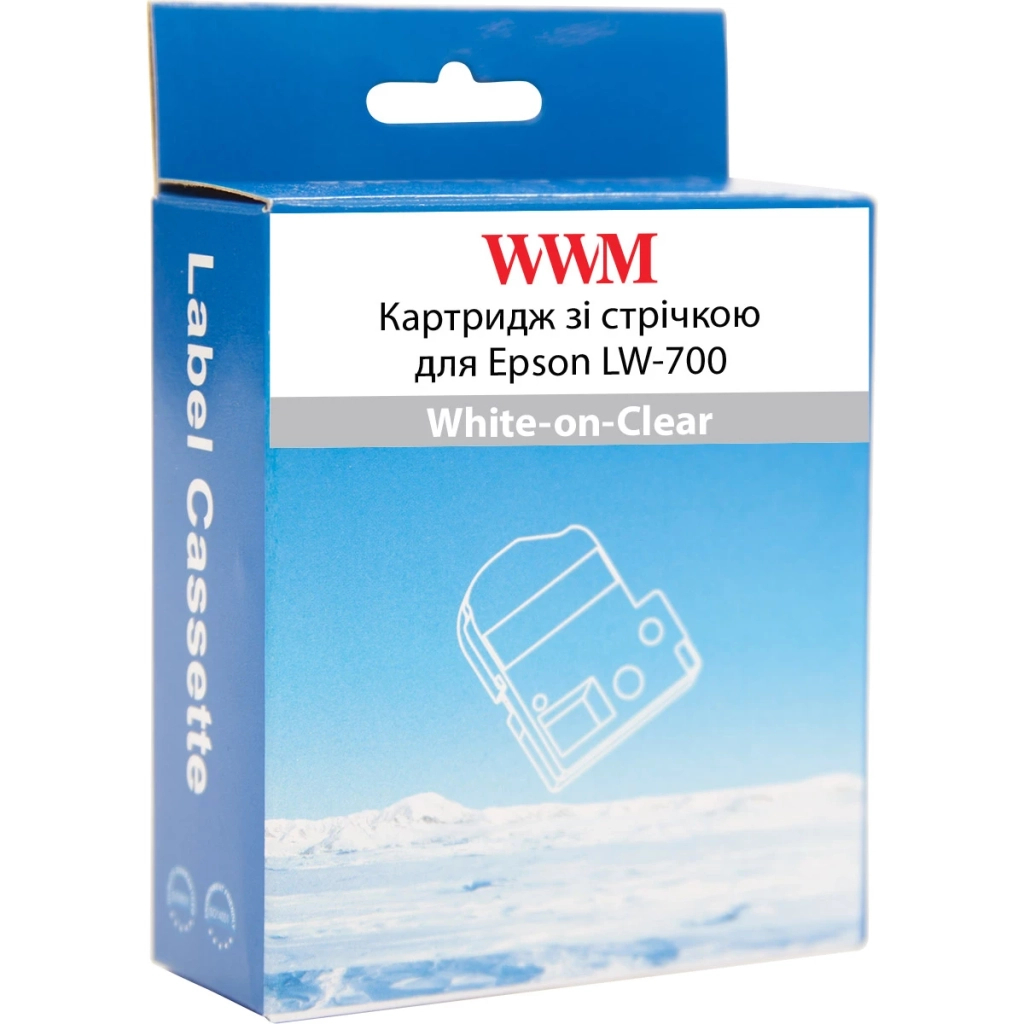 Стрічка для принтера етикеток WWM для Epson LW-700 24mm х 8m White-on-Clear (WWM-ST24S)