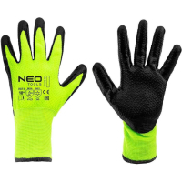 Protective gloves Neo Tools insulated, latex coating, polyester, grade 10, green and black (97-613-10)