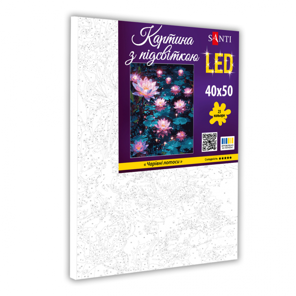 Картина по номерам Santi Чарівні лотоси 40*50см LED (955430)