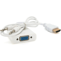 Перехідник HDMI M to VGA F + Audio 0.1m 4K/2K white Voltronic (YT-C-HDMI(M)/VGA(F)+AUX-W)