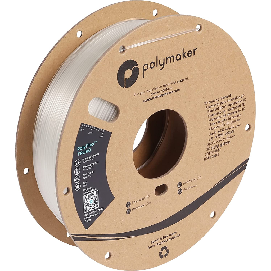 Пластик для 3D-принтера Polymaker TPU-90A 1,75mm 0,75kg CLEAR (PD02004)