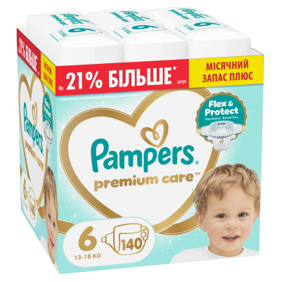 Підгузки Pampers Premium Care Розмір 6 (13-18 кг) 140 шт (8006530223683)