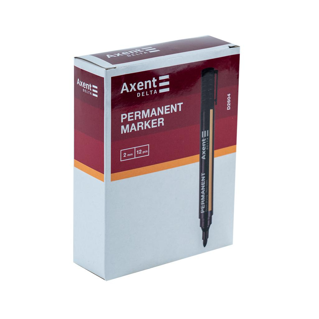 Маркер Axent Permanent D2604 Standard, 2 мм круглий чорний (D2604-01)