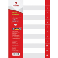 Роздільник сторінок Optima А4 пластик, 12 розділів, цифровий (O35804)