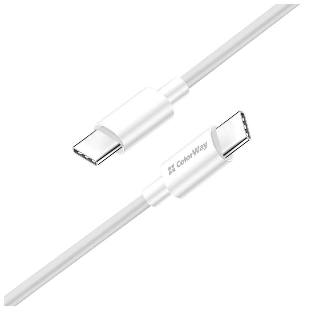 Дата кабель USB-C to USB-C 1.0m 5A 100W white ColorWay (CW-CBPDCC058-WT)