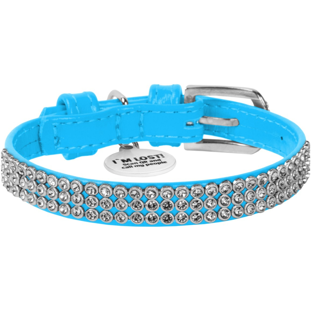Нашийник для тварин WAUDOG Glamour з QR-паспортом "Стрази" XS Ш 12 мм блакитний (33082) Нашийник для тварин WAUDOG Glamour з QR-паспортом "Стрази" XS Ш 12 мм блакитний (33082)