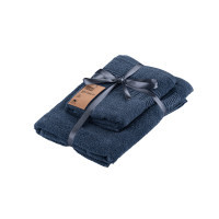 ARDESTO towel set of terry Lotus 2 pcs 50x90 cm indigo, 70x140 cm, 100% cotton, blue (ART2357NA)