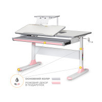 Mealux Vancouver Multicolor Pink desk with shelf (BD-620 W/G MC+ PN+ S50)