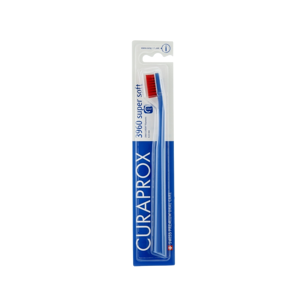 Зубна щітка Curaprox CS 3960 Super Soft Суперм'яка D 0.12 мм Синя з червоною щетиною (CS 3960-01)