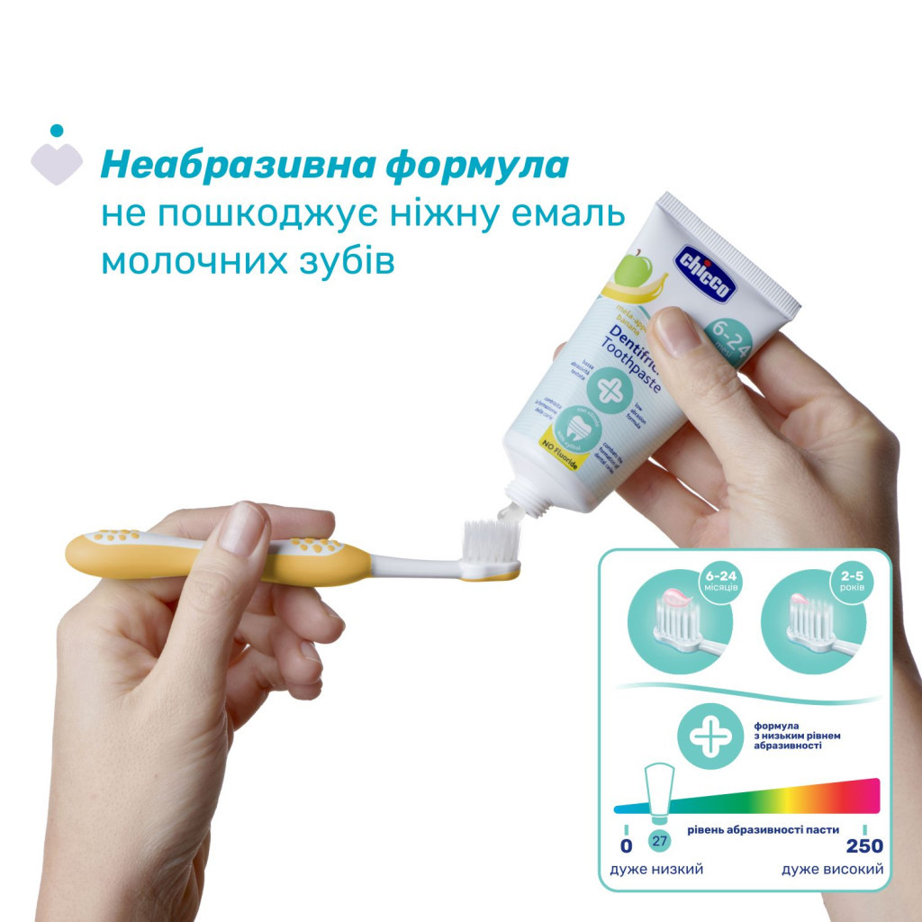 Дитяча зубна паста Chicco Яблуко-Банан 6-24 міс., 50 мл (12101.00)