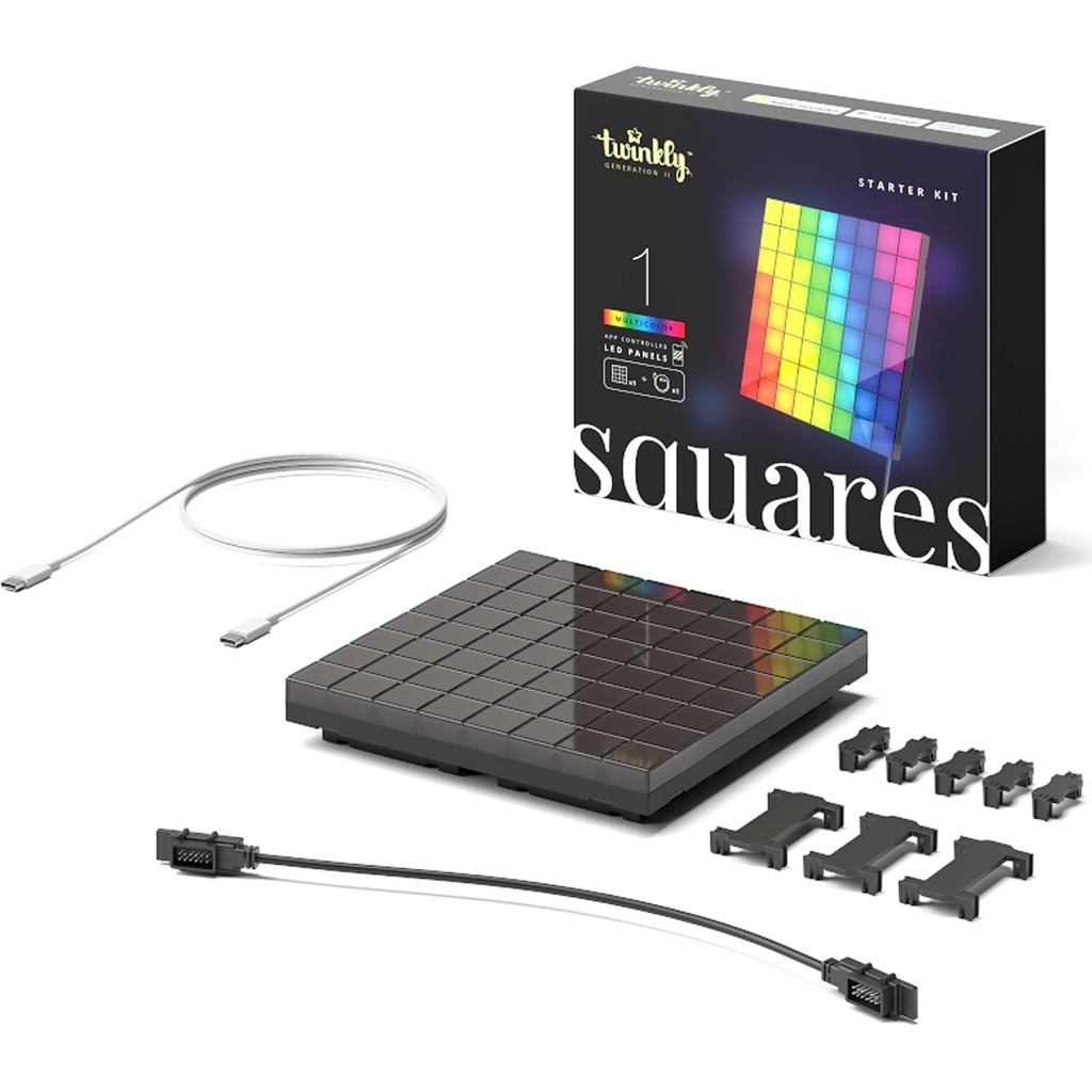 Гірлянда Twinkly Smart LED Squares 1 Starter Panel, RGB LED, USB-C, Black 16х16см (TWQ064STW-01-BUSB)