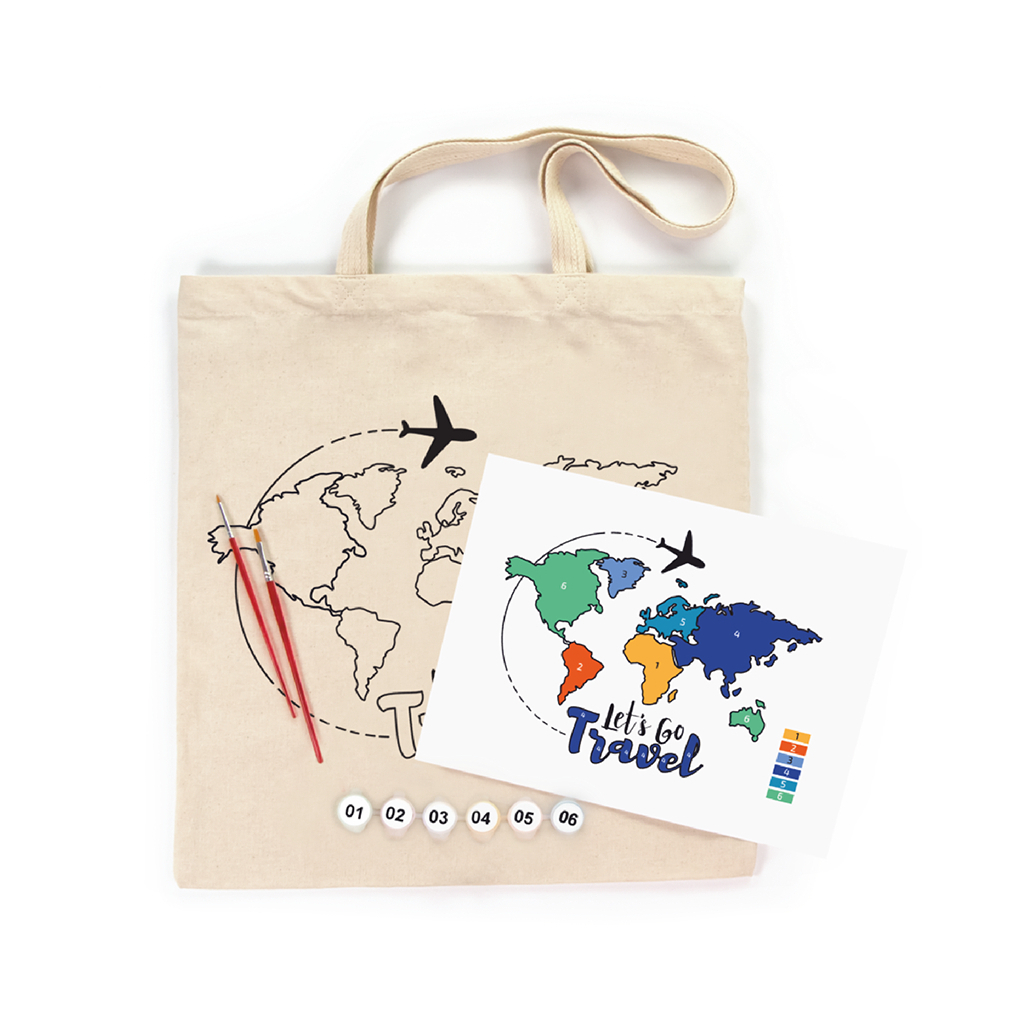 Набір для творчості Rosa Talent екосумка-розмальовка, Lets go Travel, 38х42 см (4823098544609)