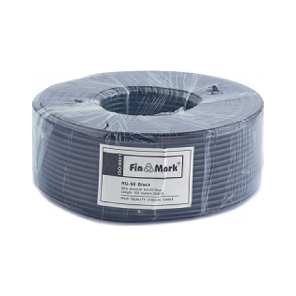 Кабель телевізійний FinMark RG-58-TC90 коаксіальний, black, 100м=1бхт (045821)