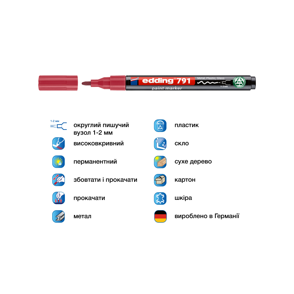 Маркер Edding Paint e-791 1-2 мм круглий рожевий (e-791/09n) Маркер Edding Paint e-791 1-2 мм круглий рожевий (e-791/09n)