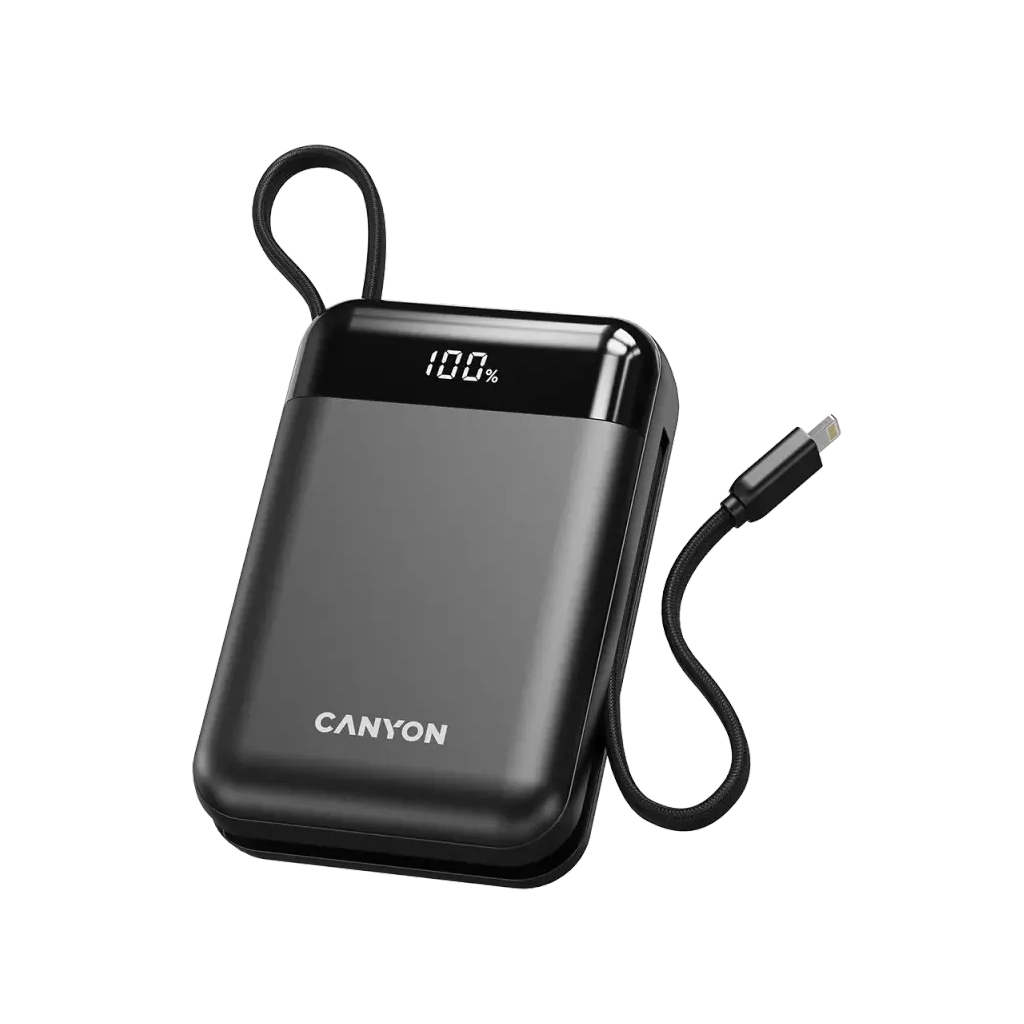 Батарея універсальна Canyon 20000mAh OnPower 204 PD/20W Built-in Lightning Cable (CNS-CPB204B)