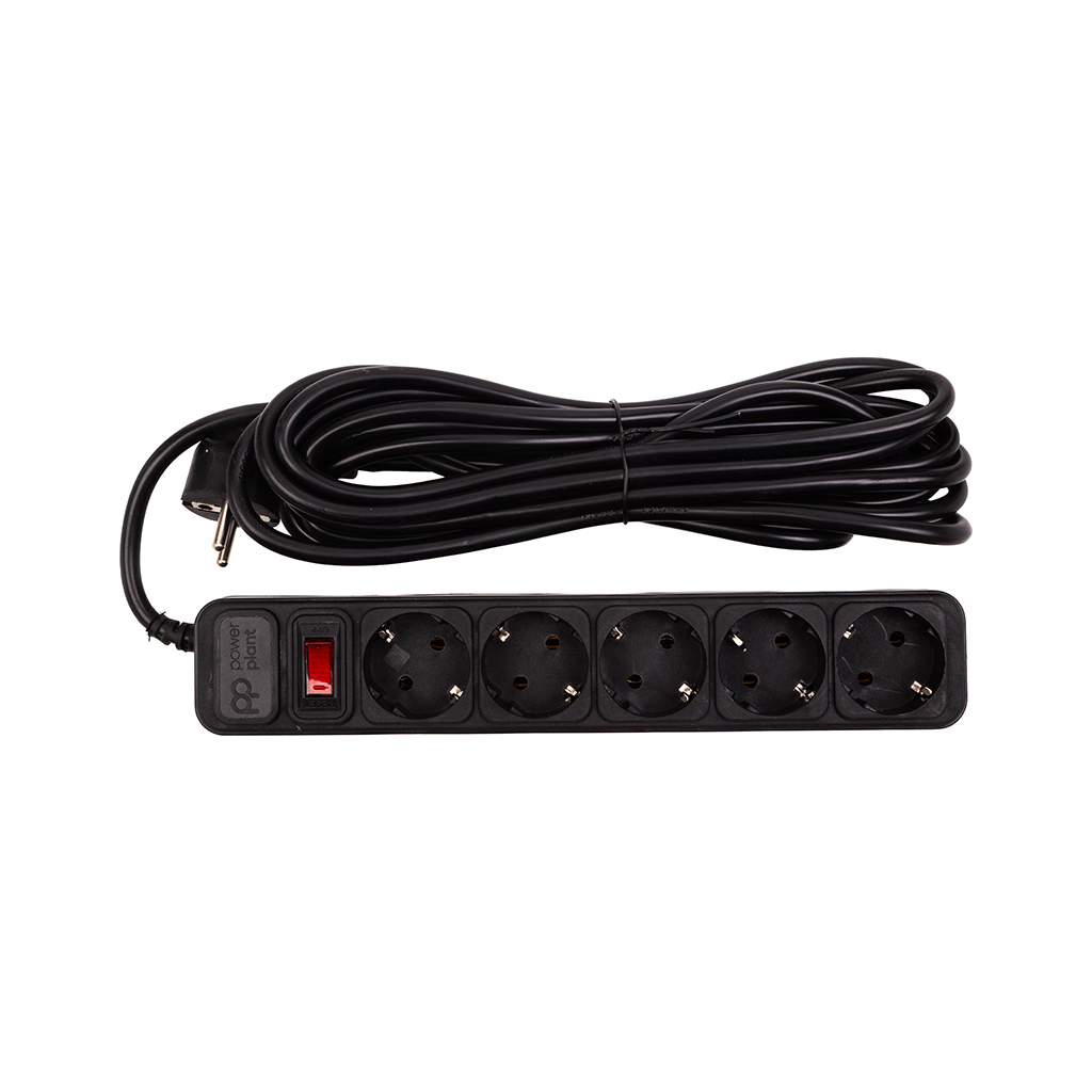 Мережевий фільтр живлення PowerPlant 5м, 5 розеток (JY-1056/5) (EX610723)