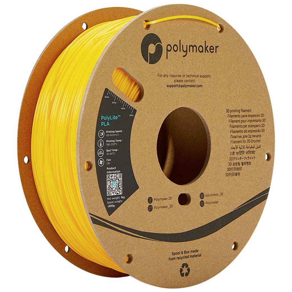 Пластик для 3D-принтера Polymaker PLA POLYLITE 1,75mm 1kg YELLOW (PA02007)