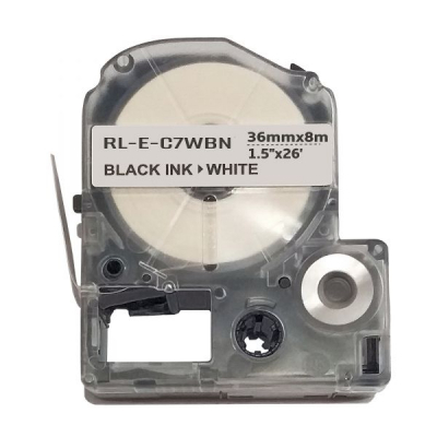 Label printer tape UKRMARK RL-E-C7WBN-BK/WT, analogue of LC7WBN. 36 mm x 8 m (CELC7WBN)
