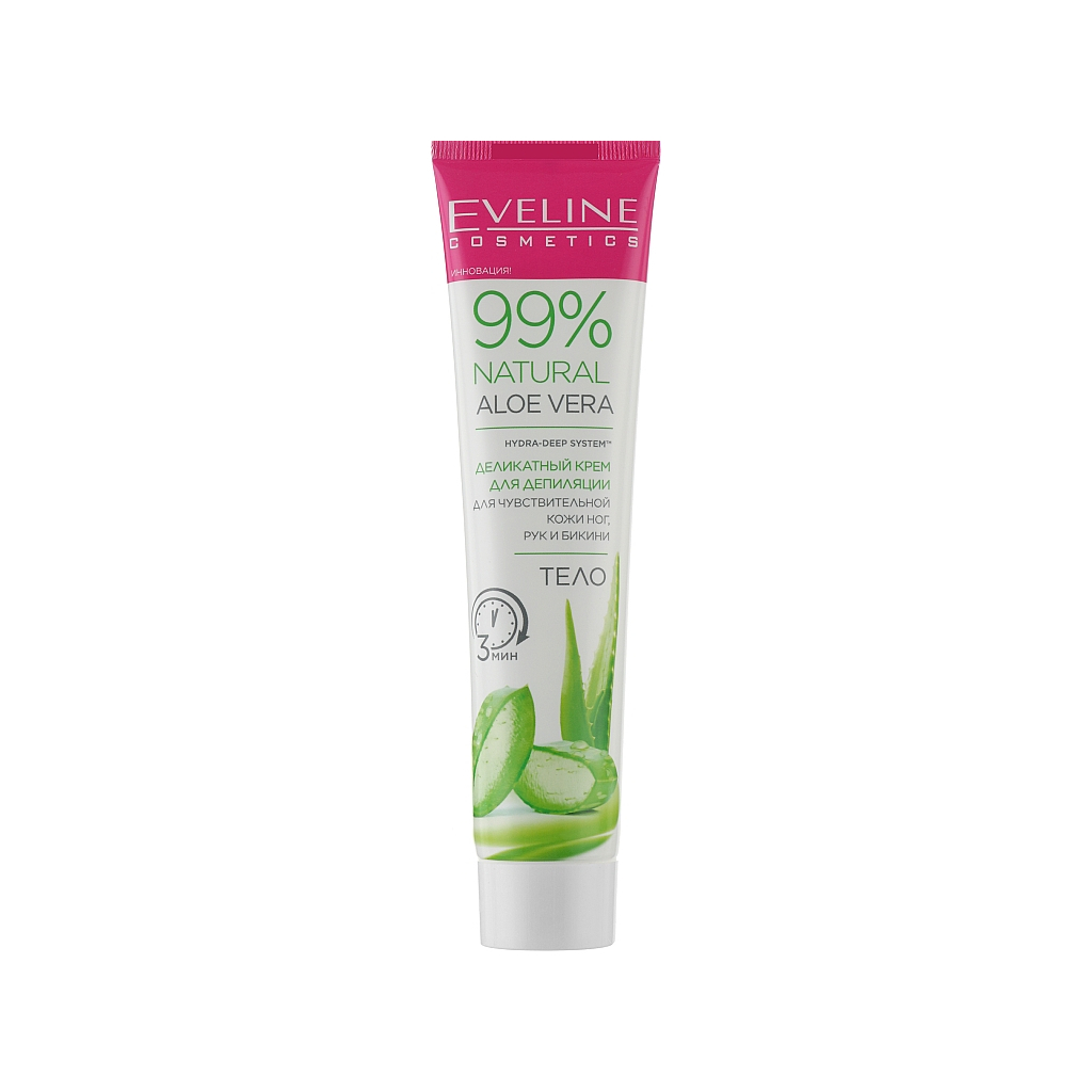Крем для депіляції Eveline Cosmetics Natural Aloe Vera для чутл. шкіри ніг, рук і бікіні 125 мл (5903416026822)
