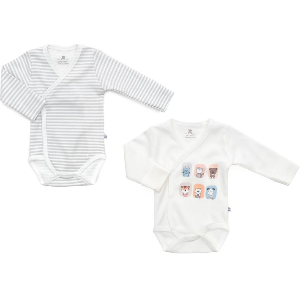 Боді дитяче Bibaby 2 шт з довгим рукавом (56870-56-beige)