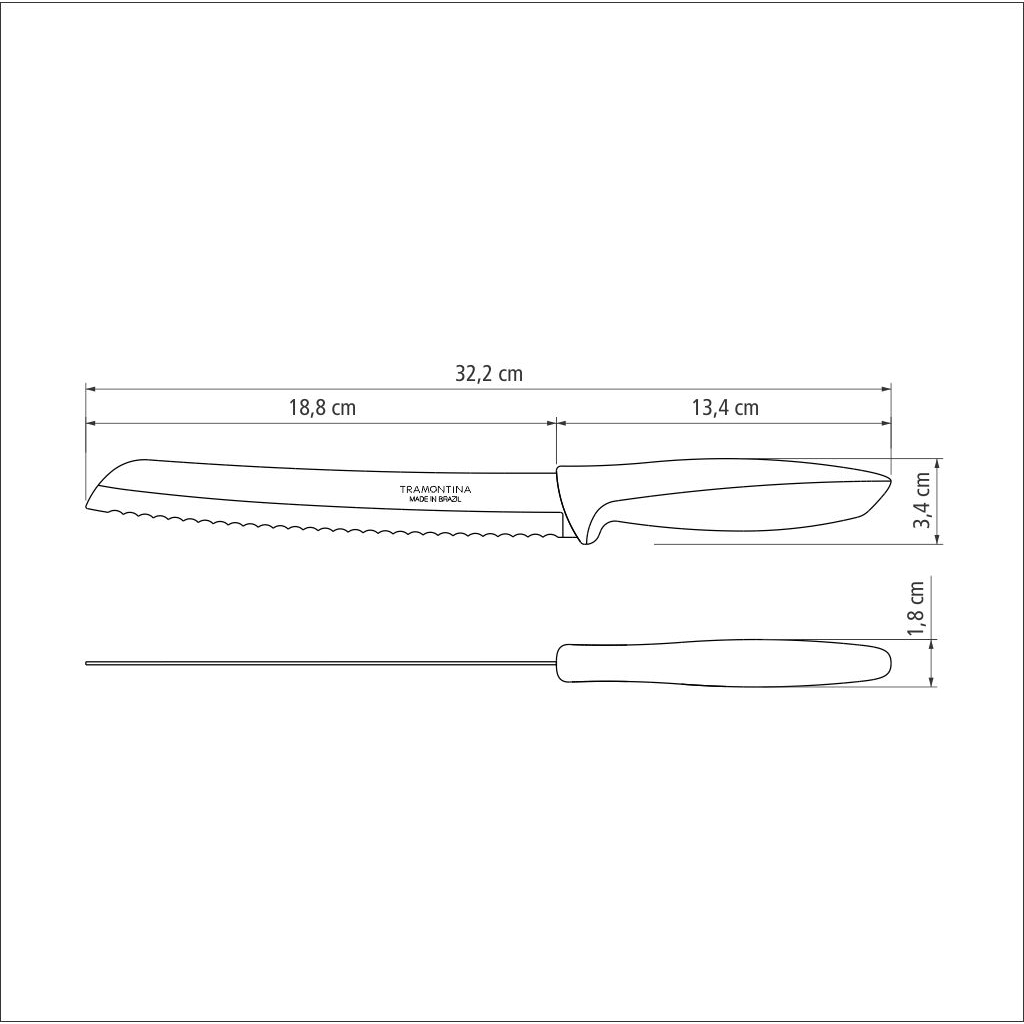 Кухонний ніж Tramontina Plenus Light Grey Bread 203 мм (23422/138)