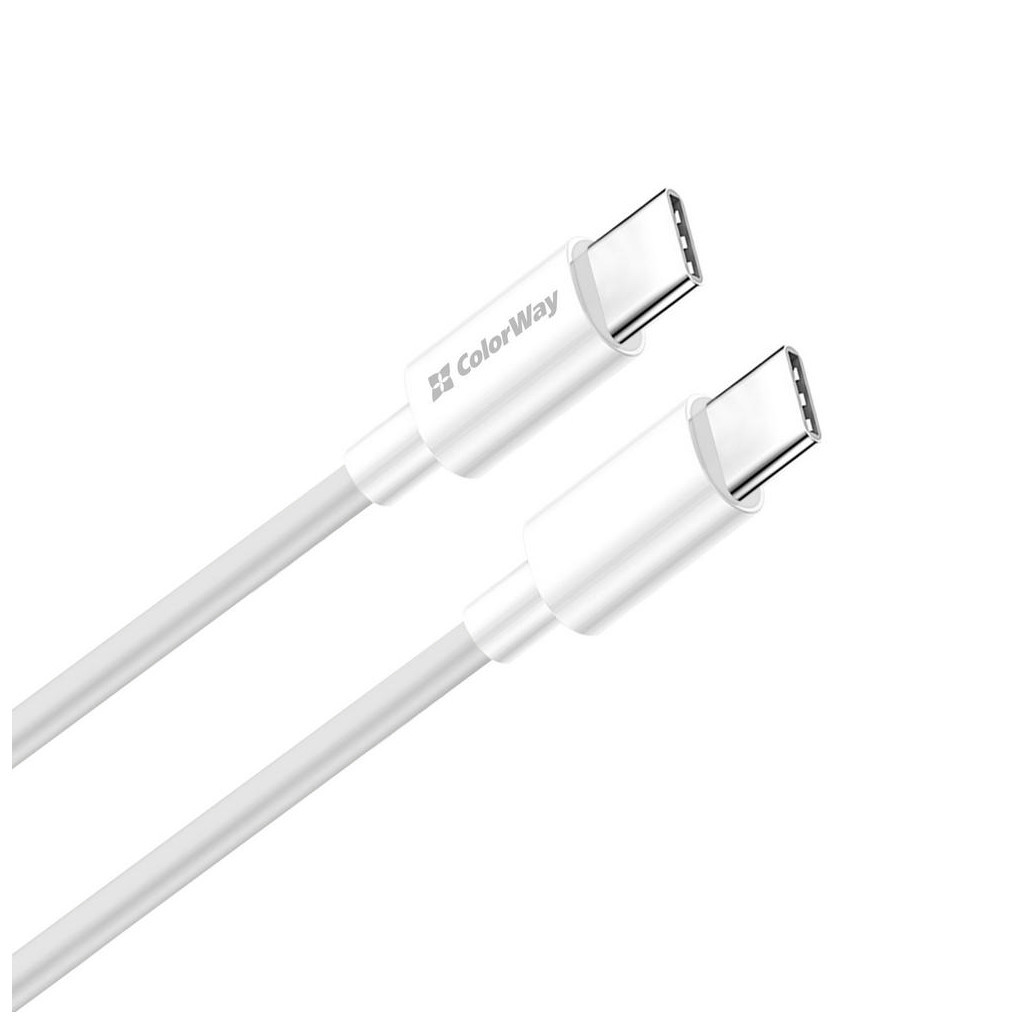 Дата кабель USB-C to USB-C 1.0m 3A 60W white ColorWay (CW-CBPDCC055-WT) Дата кабель USB-C to USB-C 1.0m 3A 60W white ColorWay (CW-CBPDCC055-WT)