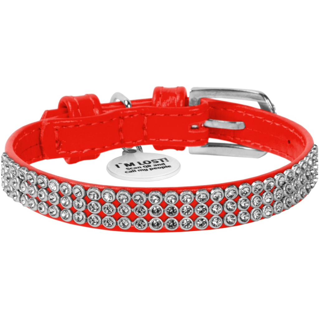 Нашийник для тварин WAUDOG Glamour з QR-паспортом "Стрази" XS Ш 12 мм червоний (33083) Нашийник для тварин WAUDOG Glamour з QR-паспортом "Стрази" XS Ш 12 мм червоний (33083)