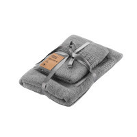 ARDESTO towel Lotus set of 2 towels 50x90 cm indigo, 70x140 cm, 100% cotton, gray (ART2357SG)