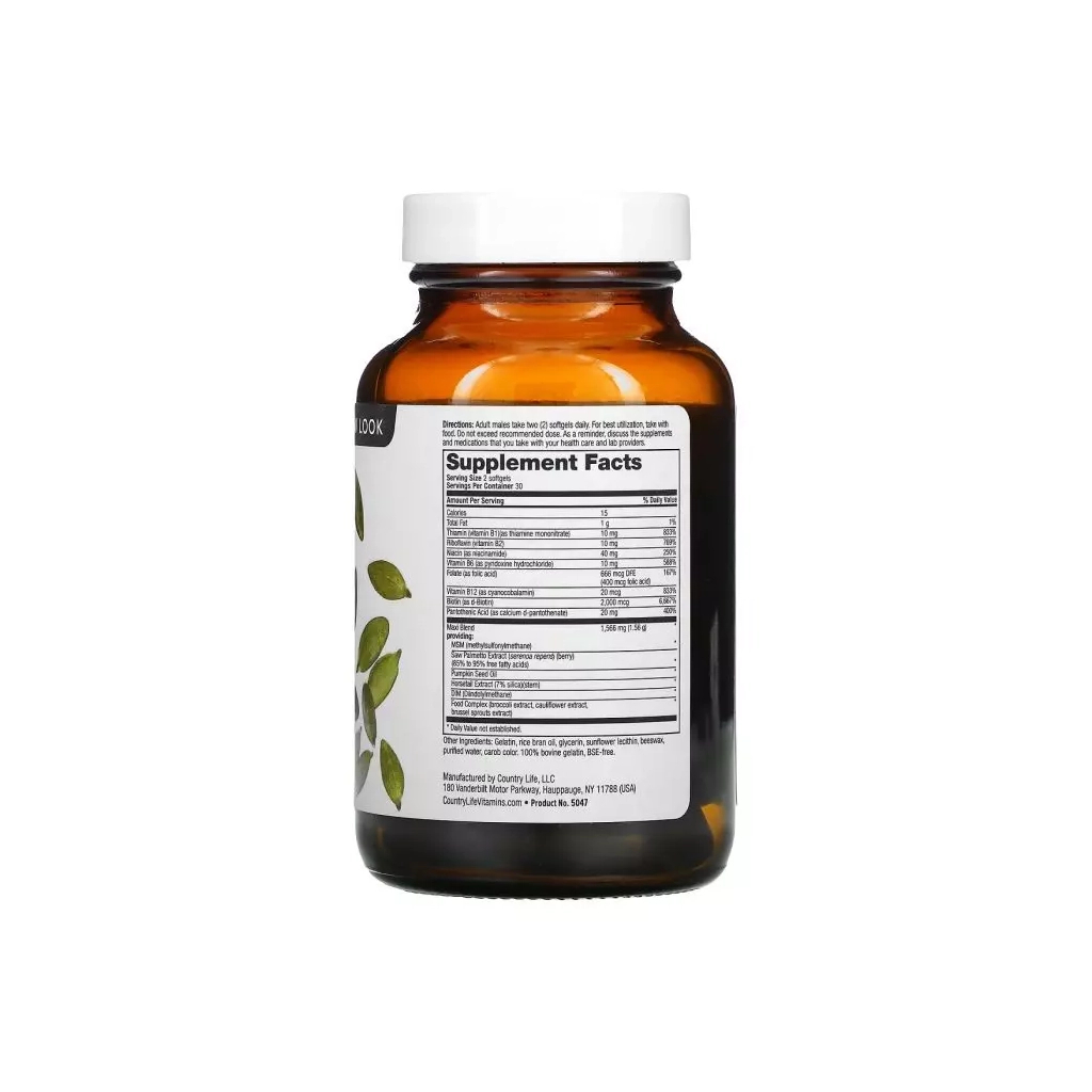 Вітамінно-мінеральний комплекс Country Life Комплекс для Зростання та Зміцнення Волосся для чоловіків, Maxi-Hair (CLF-05047)