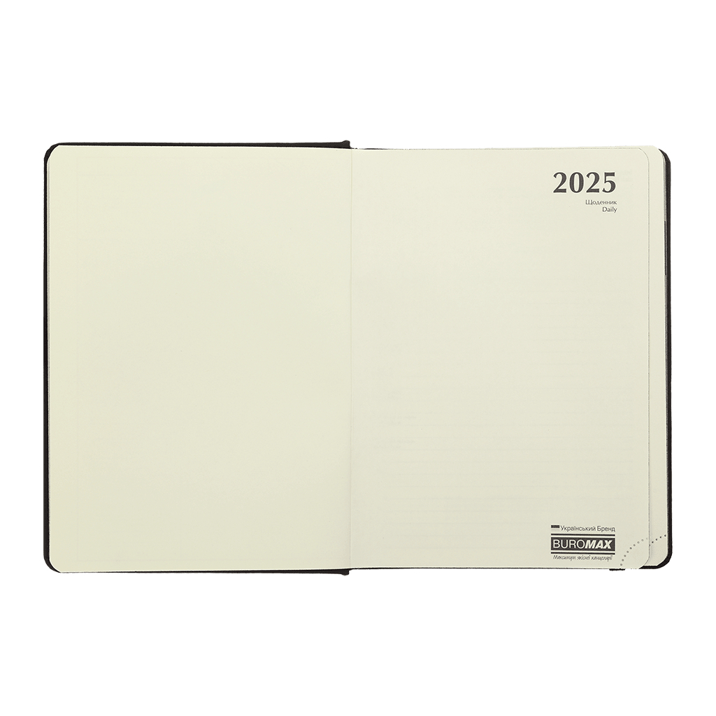 Тижневик Buromax датований 2025 VELOUR, А5 чорний (BM.2134-01)