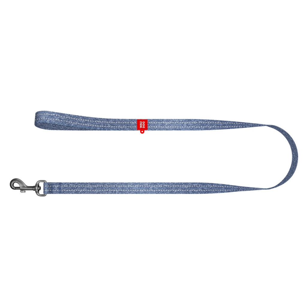 Повідець для собак WAUDOG Re-cotton світловідбивний M Ш 20 мм Д 500 см синій (401512)
