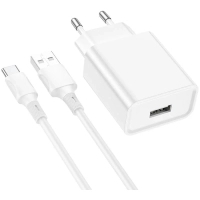 Зарядний пристрій BOROFONE BA74A Aspirer USB + cable USB to USB-C White (6974443388671)