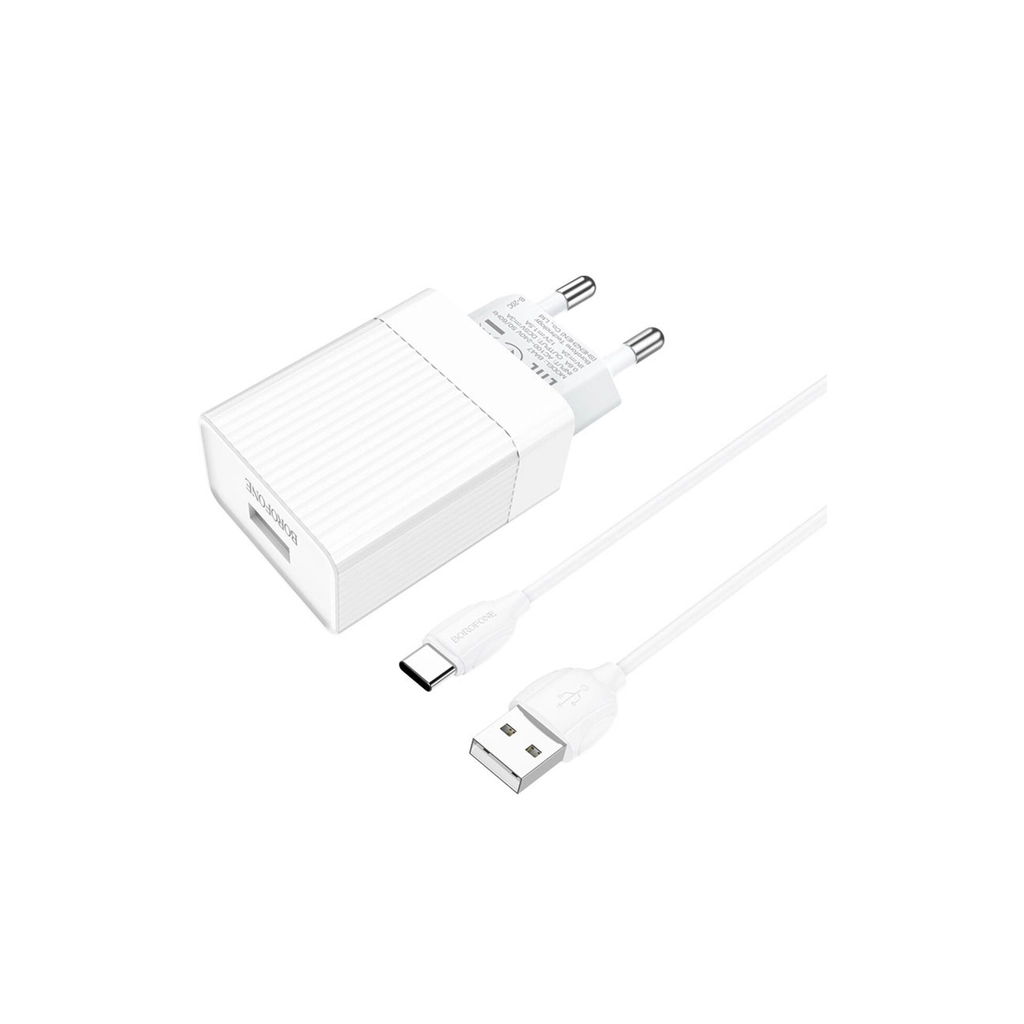 Зарядний пристрій BOROFONE BA47A USB QC3.0 18W + cable USB to USB-C white (6931474728319) Зарядний пристрій BOROFONE BA47A USB QC3.0 18W + cable USB to USB-C white (6931474728319)