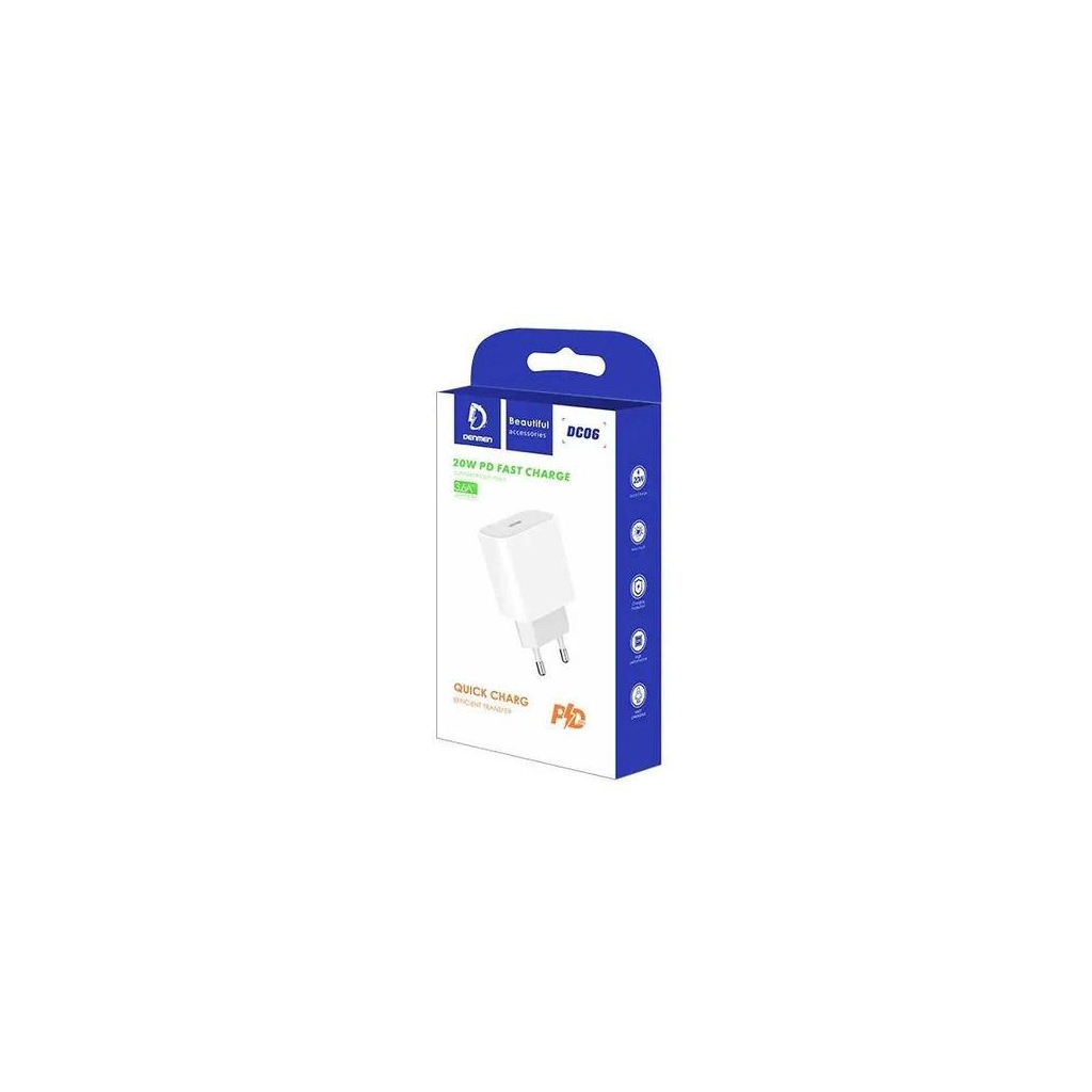 Зарядний пристрій Denmen USB-C PD20W 3.6A white (DM-DC06-WH) Зарядний пристрій Denmen USB-C PD20W 3.6A white (DM-DC06-WH)